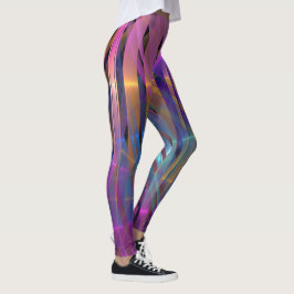 Legging decoração geométrica brilhante com abstrato stripe
