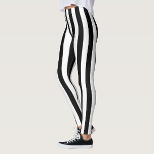 Legging Decoração preto e branco das listras verticais