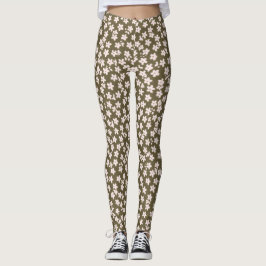 Legging Decorative Retro Japanese Floral Pattern