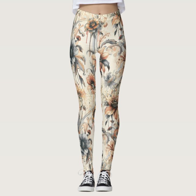 Legging Dedicando Flores de Vintagem (Frente)