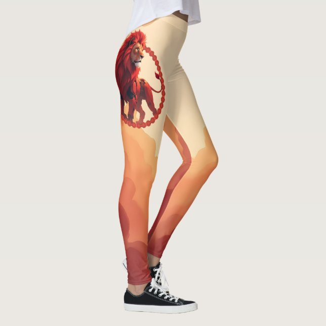 Legging Deep Crimson Glow – The Lion of Burning Destiny.   (Direita)