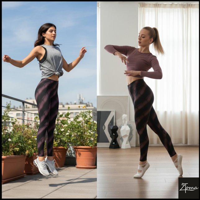 Legging Deep Mauve Black Diagonal Tufted Stripe (Criador carregado)