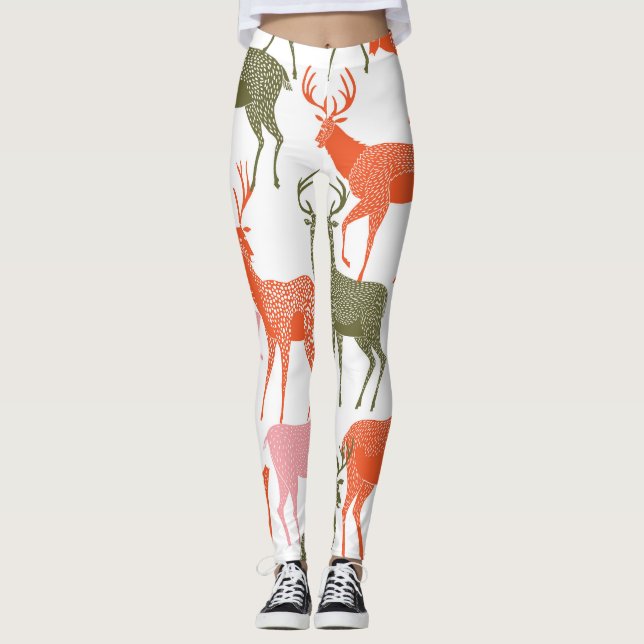 Legging Deer Motif: Padrão Decorativo Sem Olho (Frente)