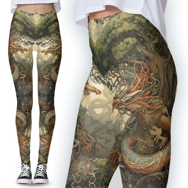 Legging Delicar Tatuagem do Dragão Árvore Chinês (Criador carregado)