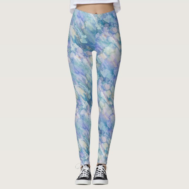 Legging Delícia Floral Azul Teal (Frente)