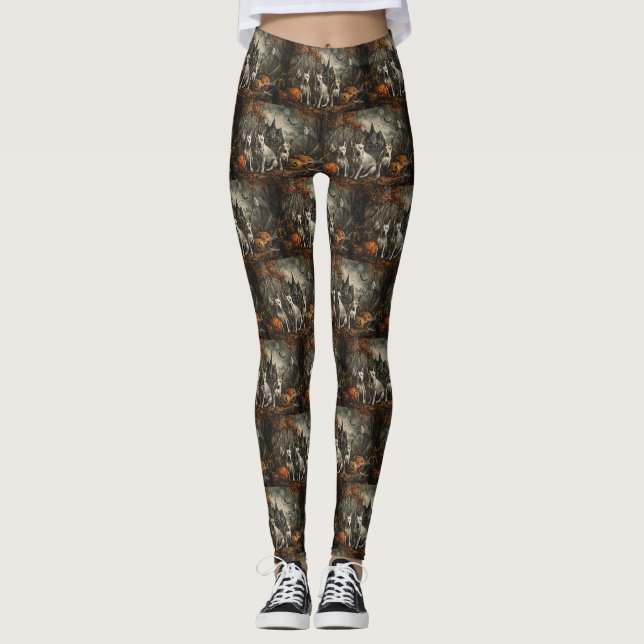 Legging Delícia Noturna de Halloween para Bull Terrier (Frente)