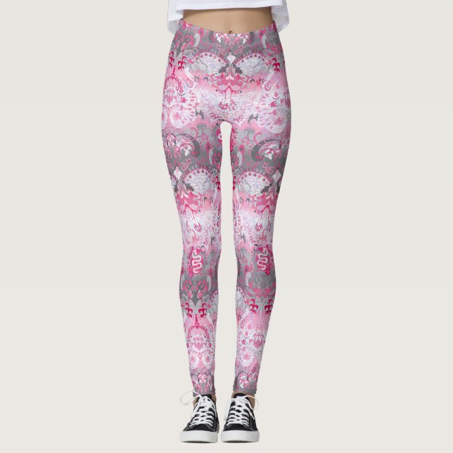 Legging Demigirl Dragon Damask - Cores de Sinalizador do O (Frente)