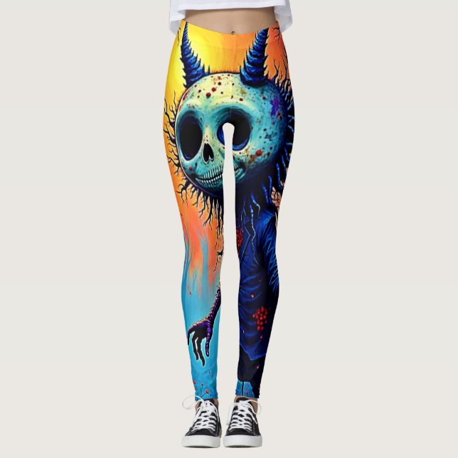 Legging Demônio assustador na Design Spooky Woods (Frente)