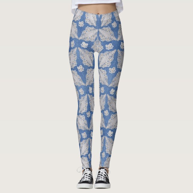 Legging Denim com rendas (Frente)