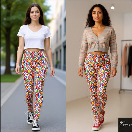 Legging Dense Retro Primary Color Abstract Scribble