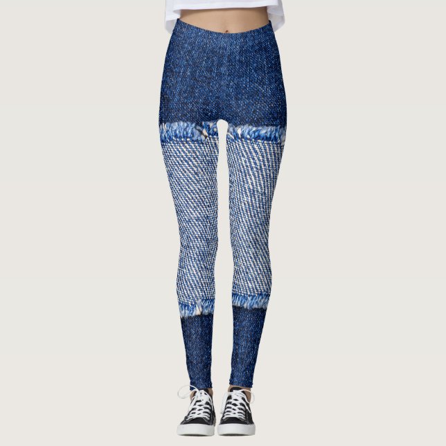 Legging Densidade torn: tecido jeans azul. (Frente)