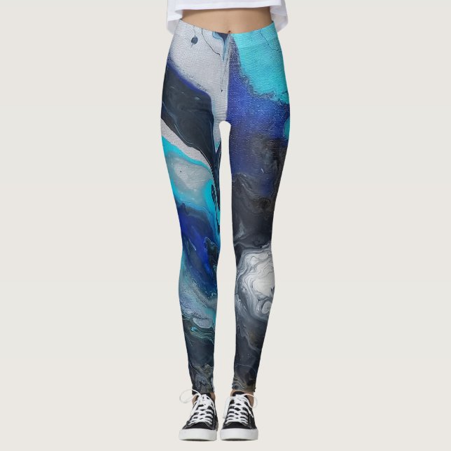Legging Derramamento de acrílico cores frias e metálicas  (Frente)