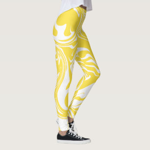 Legging Derramar - Amarelo limão e branco