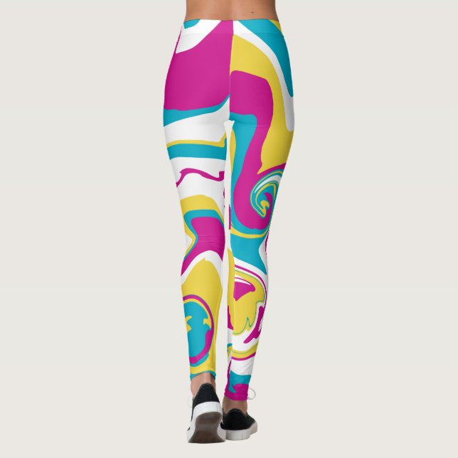 Legging Derramar - Turquesa, Amarelo, Rosa e Branco (Verso)