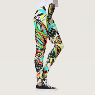 Legging Desenhando Arte de Fantasia - Flores Abstratas 3