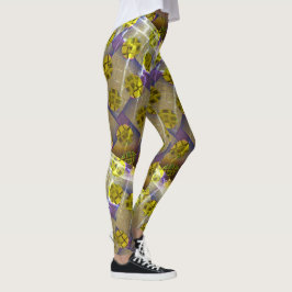 Legging DESENHAR MODERN-abstrato com luz amarela-acastanha