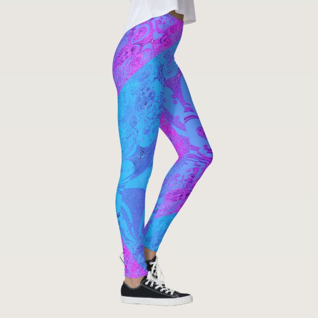 Legging DESENHAR MODERN-abstrato cor-de-rosa-azul-claro (Direita)