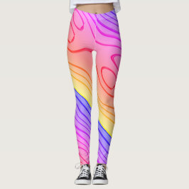 Legging DESENHAR MODERN-abstrato, cor-de-rosa-fundo-amarel