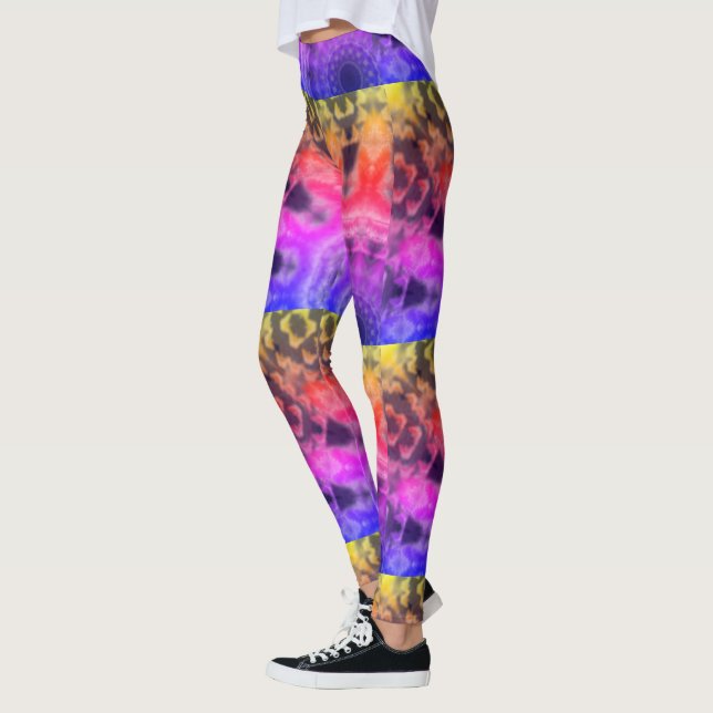 Legging DESENHAR MODERN abstrato em mosaico amarelo-azul-r (Esquerda)