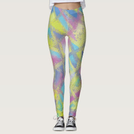 Legging Desenho abstrato em roxo amarelo azul