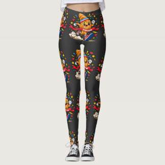 Legging Desenho animado de croissant correndo para a linha