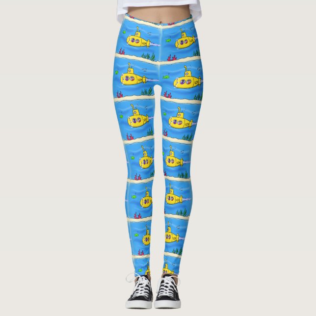 Legging Desenho animado de submarino feliz (Frente)