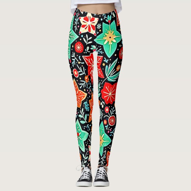 Legging Desenho Colorido de Férias Abstratas (Frente)