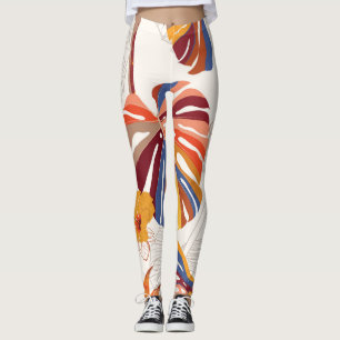 Legging Desenho Da Mão Tropical Brilhante