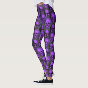 Legging Desenho da Série Caveiras Roxas e Girassóis 1