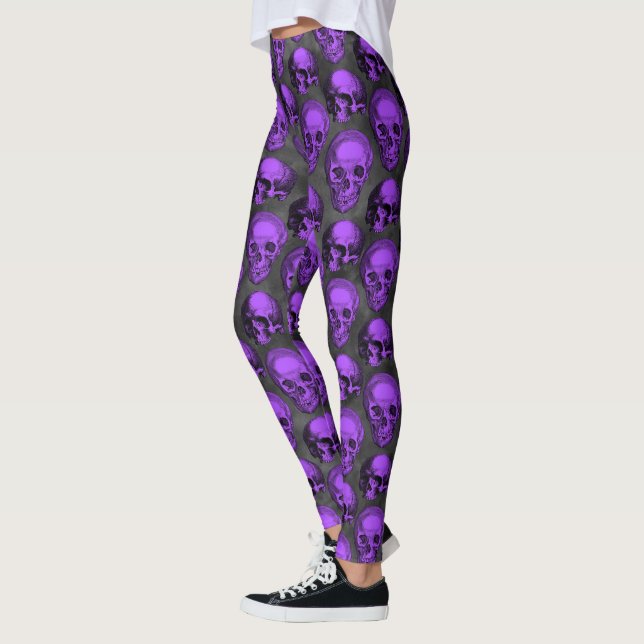 Legging Desenho da Série Caveiras Roxas e Girassóis 1  (Esquerda)