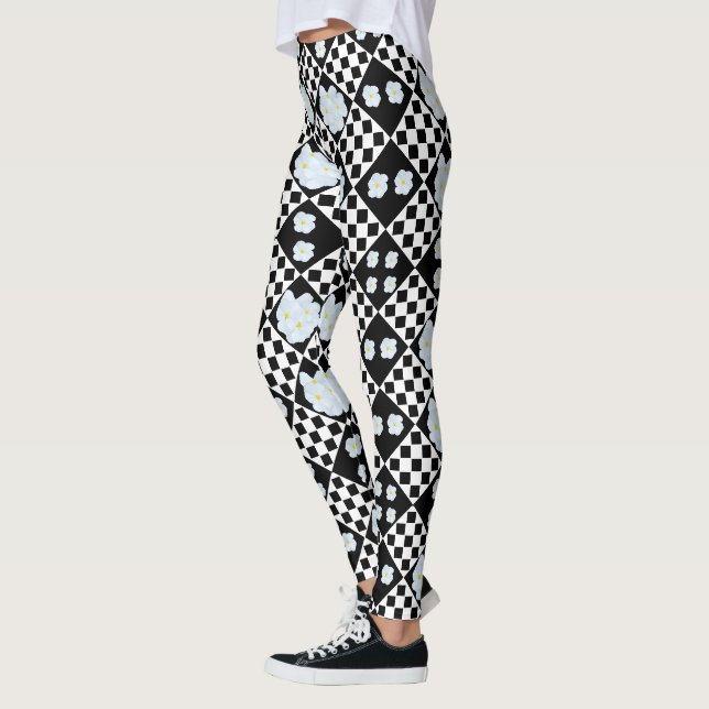 Legging Desenho de Amor-Perfeito Preto e Branco, (Esquerda)
