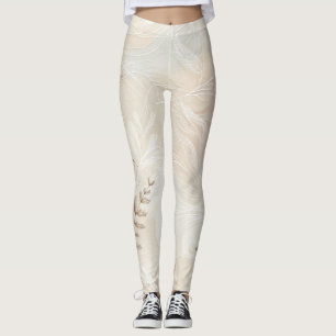 Legging Desenho de Arte com Cordas Botânico Floral Boêmio 