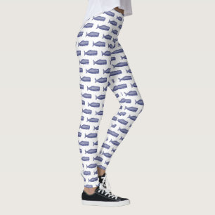 Legging Desenho de Baleia Vintage do Século XIX N
