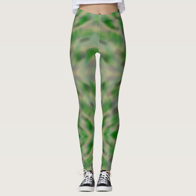 Legging desenho de camuflagem abstrato verde cinza (Frente)