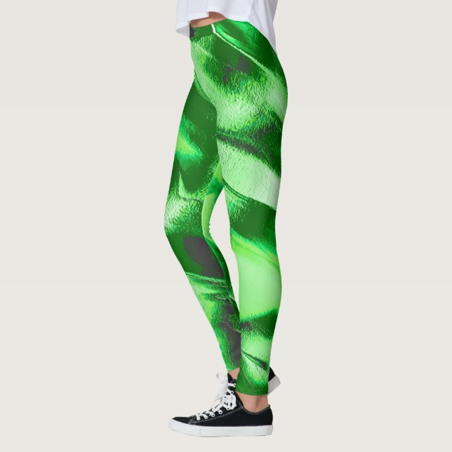 Legging Desenho de dunas verdes metálicas grossas (Esquerda)