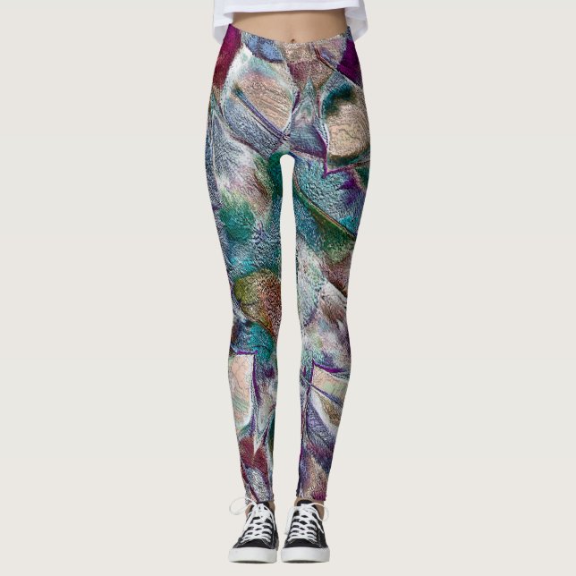 Legging Desenho de flores pouco visível em estilo muito po (Frente)