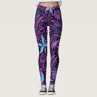 Legging desenho de folhas de padrões