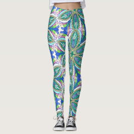 Legging Desenho de Mandala Floral, tons pastel vibrantes