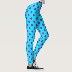 Legging Desenho de padrão de bolinhas roxas em azul