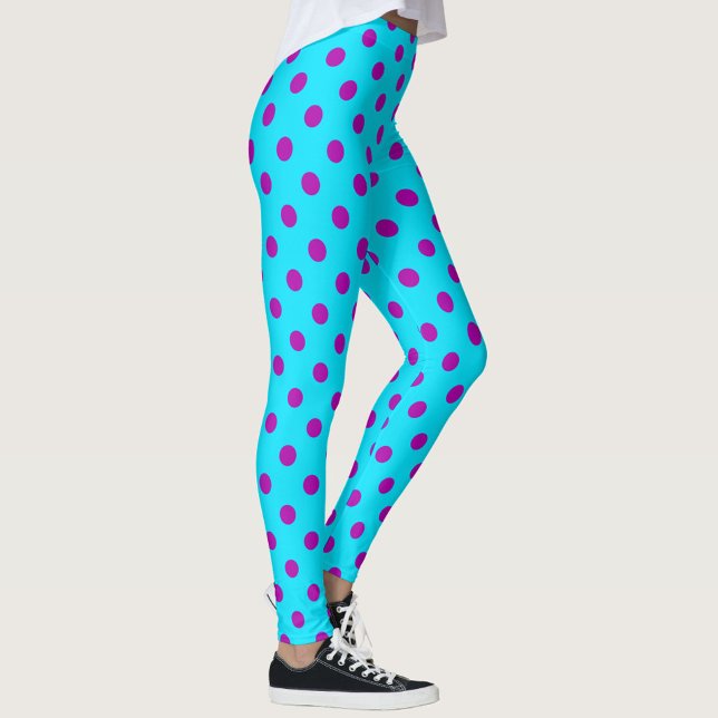 Legging Desenho de padrão de bolinhas roxas em azul (Criador carregado)