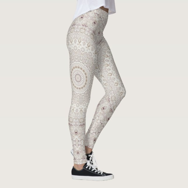 Legging Desenho de padrão de mandala bege e castanho (Direita)