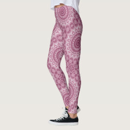 Legging Desenho de Padrão de Mandala Rosa Empoeirada
