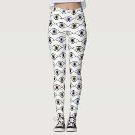 Legging Desenho de Padrão de Olhos Coloridos