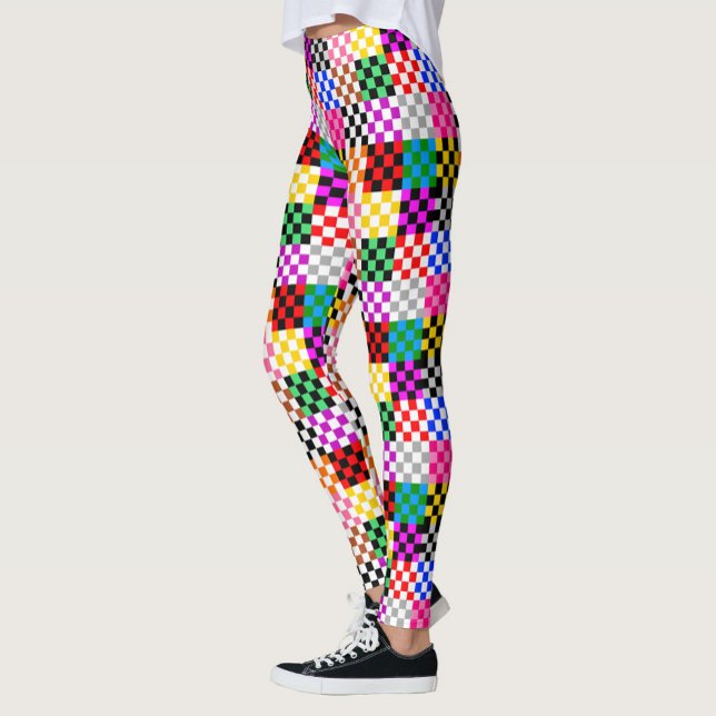 Legging Desenho de padrão xadrez colorido em patchwork  (Criador carregado)