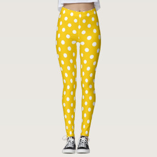 Legging Desenho de Pontos Brancos Amarelos