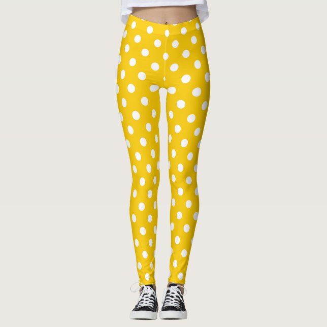 Legging Desenho de Pontos Brancos Amarelos (Frente)