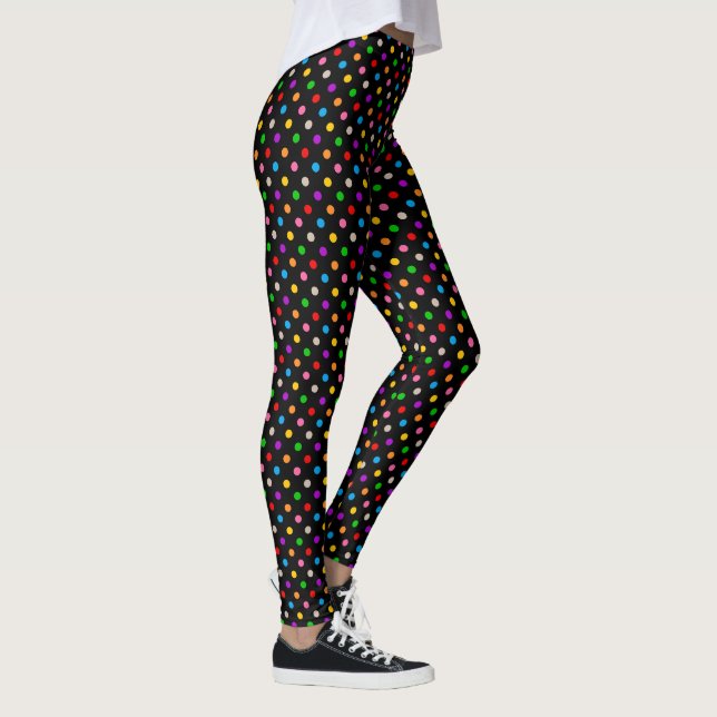 Legging Desenho de Pontos Coloridos Arco-íris Preto (Direita)
