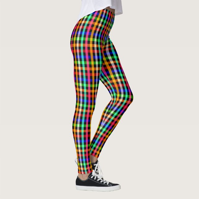 Legging Desenho de xadrez gingham colorido vibrante (Criador carregado)