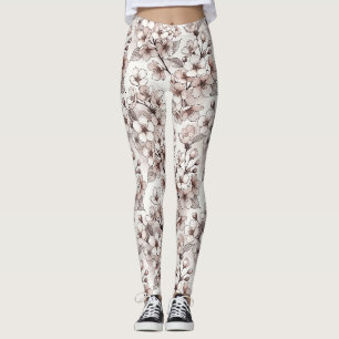 Legging Desenho Delicado de Flor de Cerejeira