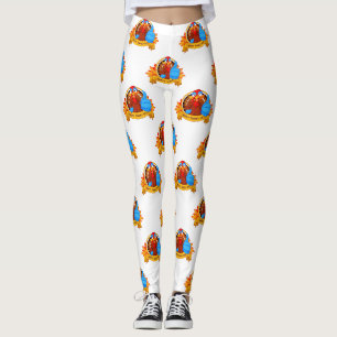 Legging Desenho divertido de Ação de Graças em estilo de d
